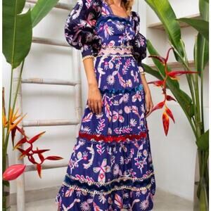 CeliaB Barbara Floral Crepe Midi Dress Size Small